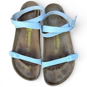 Birkenstock Daloa Sandals Womens 42 11 Light Blue Birko-Flor Multi-Strap Cork